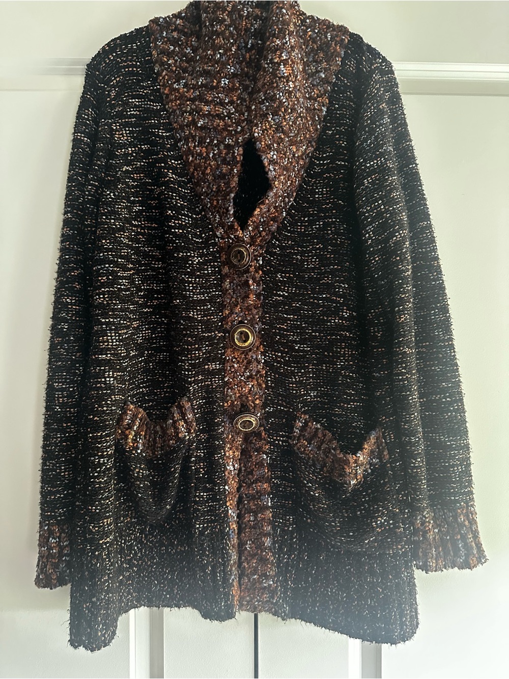 Coldwater Creek Multicolored Knit Cardigan with Big Buttons